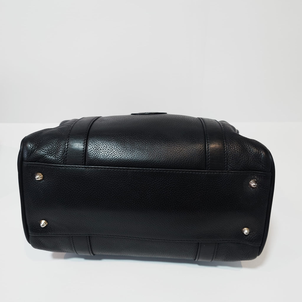Gucci Interlocking Logo Mini Boston de cuero negro