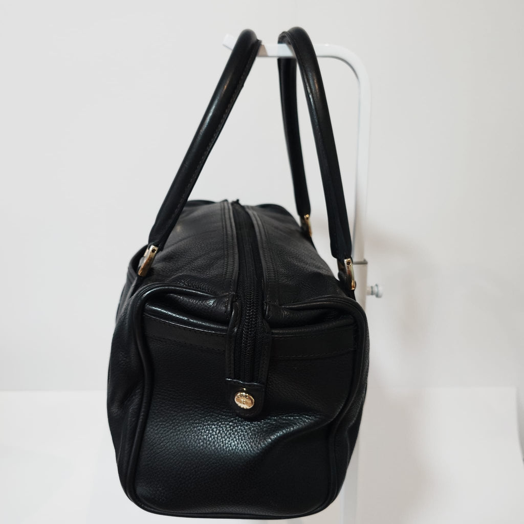Gucci Interlocking Logo Mini Boston de cuero negro